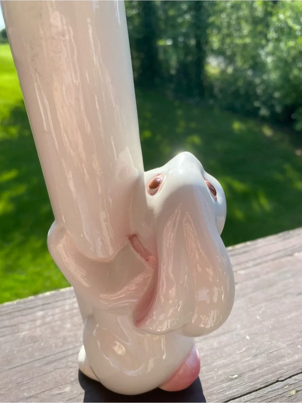 Vintage Porcelain Floral Figurine Vase - White with Pink Accents